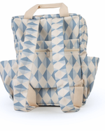 Mochila Adulto | Losango 2 Cores Azul Jeans E Azul Claro + Florzinhas Azul Jeans