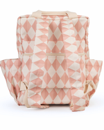 Mochila Adulto | Losango 2 Cores Rose E Rose Claro + Florzinhas Rose