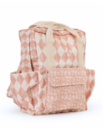 Mochila Adulto | Losango 2 Cores Rose E Rose Claro + Florzinhas Rose