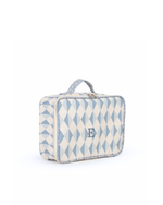 Kit Necessaire Maletinha | Losango 2 Cores Azul Jeans E Azul Claro + Florzinhas Azul Jeans