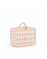 Kit Necessaire Maletinha | Losango 2 Cores Rose E Rose Claro + Florzinhas Rose