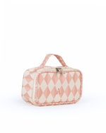Kit Necessaire Maletinha | Losango 2 Cores Rose E Rose Claro + Florzinhas Rose
