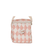 Lancheira Térmica | Losango 2 Cores Rose E Rose Claro + Florzinhas Rose