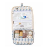 Necessaire Cabide | Losango 2 Cores Azul Jeans E Azul Claro + Florzinhas Azul Jeans