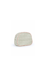 Necessaire Meia Lua Com Bolsos | Florzinhas Verde Menta + Florzinhas Rose