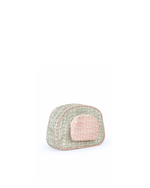 Necessaire Meia Lua Com Bolsos | Florzinhas Verde Menta + Florzinhas Rose