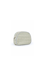 Necessaire Meia Lua Com Bolsos | Florzinhas Verde Menta + Florzinhas Azul Claro
