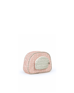 Necessaire Meia Lua Com Bolsos | Florzinhas Rose + Florzinhas Verde Menta