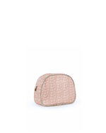 Necessaire Meia Lua Com Bolsos | Florzinhas Rose + Florzinhas Verde Menta