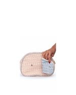 Necessaire Meia Lua Com Bolsos | Florzinhas Rose + Florzinhas Azul Jeans