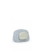 Necessaire Meia Lua Com Bolsos | Florzinhas Azul Jeans + Florzinhas Verde Menta