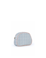Necessaire Meia Lua Com Bolsos | Florzinhas Azul Jeans + Florzinhas Rose