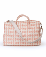 Mala Básica | Losango 2 Cores Rose E Rose Claro + Florzinhas Rose