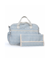 Bolsa Baby | Florzinhas Azul Jeans + Listrado Azul Claro