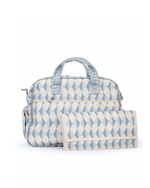 Bolsa Baby | Losango 2 Cores Azul Jeans E Azul Claro + Florzinhas Azul Jeans