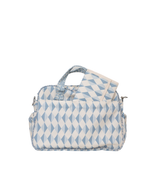 Bolsa Baby | Losango 2 Cores Azul Jeans E Azul Claro + Florzinhas Azul Jeans