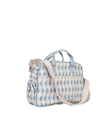 Bolsa Baby | Losango 2 Cores Azul Jeans E Azul Claro + Florzinhas Azul Jeans