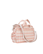 Bolsa Baby | Losango 2 Cores Rose E Rose Claro + Florzinhas Rose