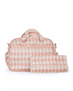Bolsa Baby | Losango 2 Cores Rose E Rose Claro + Florzinhas Rose