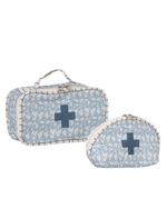 Necessaire Remédios | Florzinhas Azul Jeans + Listrado Azul Claro