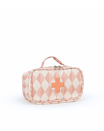 Necessaire Remédios | Losango 2 Cores Rose E Rose Claro + Florzinhas Rose