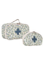 Necessaire Remédios | Floral Sementinhas Azul + Listrado Azul Claro