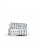 Necessaire Malinha | Losango 2 Cores Azul Jeans E Azul Claro + Florzinhas Azul Jeans
