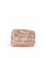 Necessaire Malinha | Losango 2 Cores Rose E Rose Claro + Florzinhas Rose