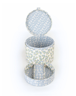 Porta Jóias Redondo | Floral Sementinhas Azul + Florzinhas Azul Claro
