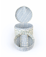 Porta Jóias Redondo | Floral Sementinhas Azul + Florzinhas Azul Claro