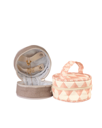 Porta Jóias | Losango 2 Cores Rose E Rose Claro + Florzinhas Rose