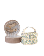 Porta Jóias | Floral Sementinhas Azul + Listrado Azul Claro