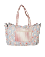 Bolsa Bolsos Com Bordado M | Floral Listrado Botânico + Listrado Vermelho