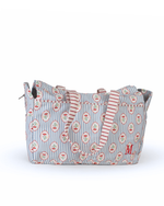 Bolsa Bolsos Com Bordado M | Floral Listrado Botânico + Listrado Vermelho
