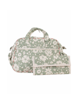 Bolsa Baby |Florzinhas Verde Menta Grande Matelassado + Listrado Rose
