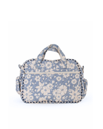 Bolsa Baby |Florzinhas Azul Claro Grande Matelassado + Listrado Azul Marinho