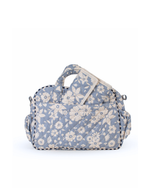 Bolsa Baby |Florzinhas Azul Claro Grande Matelassado + Listrado Azul Marinho