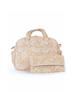 Bolsa Baby |Florzinhas Amarelo Grande Matelassado + Listrado Rose