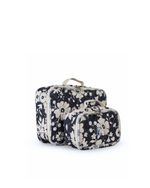 Kit Necessaire Maletinha |Florzinhas Azul Marinho Grande Matelassado + Listrado Azul Claro