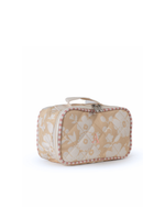 Kit Necessaire Maletinha |Florzinhas Amarelo Grande Matelassado + Listrado Rose