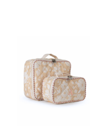 Kit Necessaire Maletinha |Florzinhas Amarelo Grande Matelassado + Listrado Rose