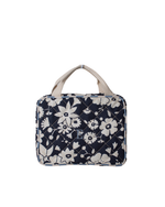 Necessaire 2 Lados |Florzinhas Azul Marinho Grande Matelassado + Listrado Azul Claro
