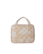 Necessaire 2 Lados |Florzinhas Amarelo Grande Matelassado + Listrado Rose
