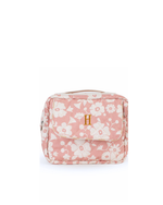 Necessaire 2 Zíperes |Florzinhas Rose Grande Matelassado + Listrado Amarelo