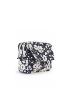Necessaire 2 Zíperes |Florzinhas Azul Marinho Grande Matelassado + Listrado Azul Claro