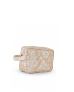 Necessaire Estojo |Florzinhas Amarelo Grande Matelassado + Listrado Rose