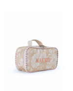 Necessaire Maquiagem |Florzinhas Amarelo Grande Matelassado + Listrado Rose