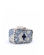 Necessaire Remédios |Florzinhas Azul Claro Grande Matelassado + Listrado Azul Marinho