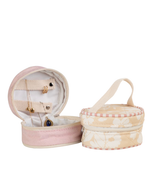 Porta Jóias |Florzinhas Amarelo Grande Matelassado + Listrado Rose