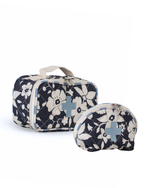 Necessaire Remédios |Florzinhas Azul Marinho Grande Matelassado + Listrado Azul Claro
